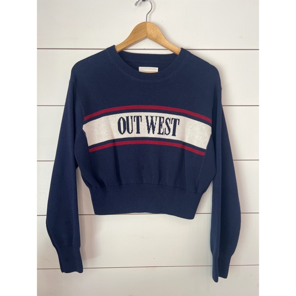 aerie Sweaters - Aerie Out West Americana Sweater Navy Blue preppy Graphic Pullover XS